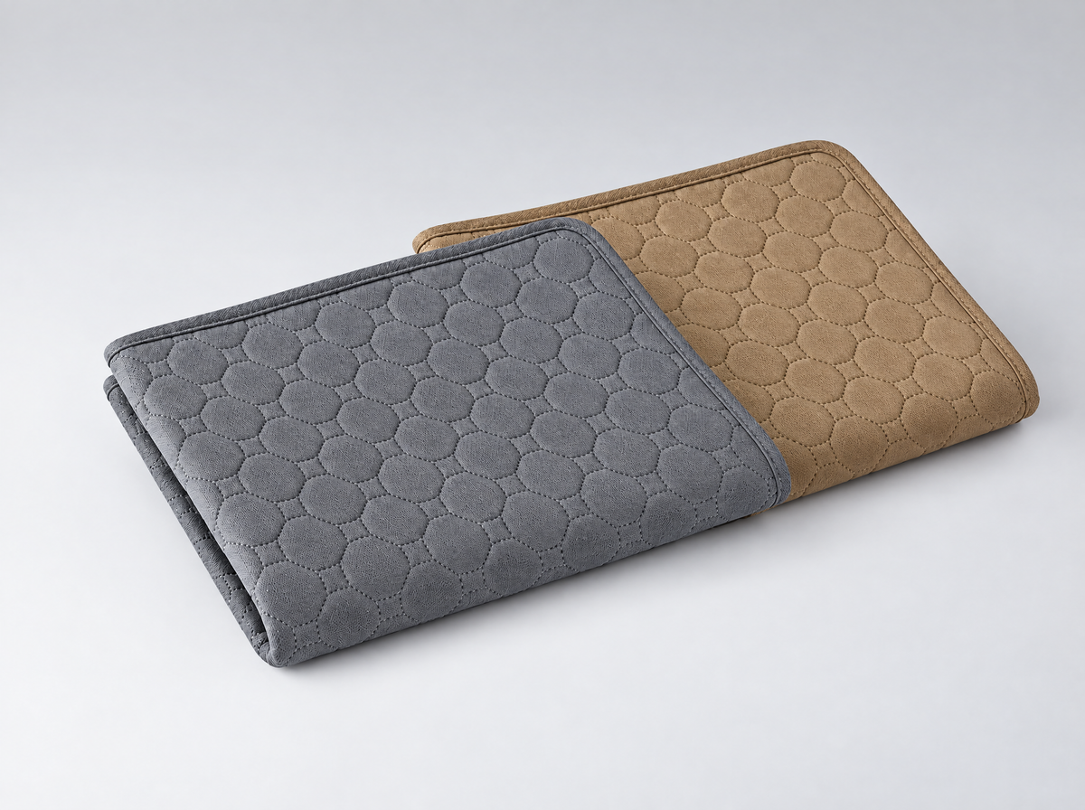 FloorGuard non-slip washable pet pad in Grey and Khaki, folded
